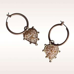 🌼Seed Pearl Dangling Heart Earrings